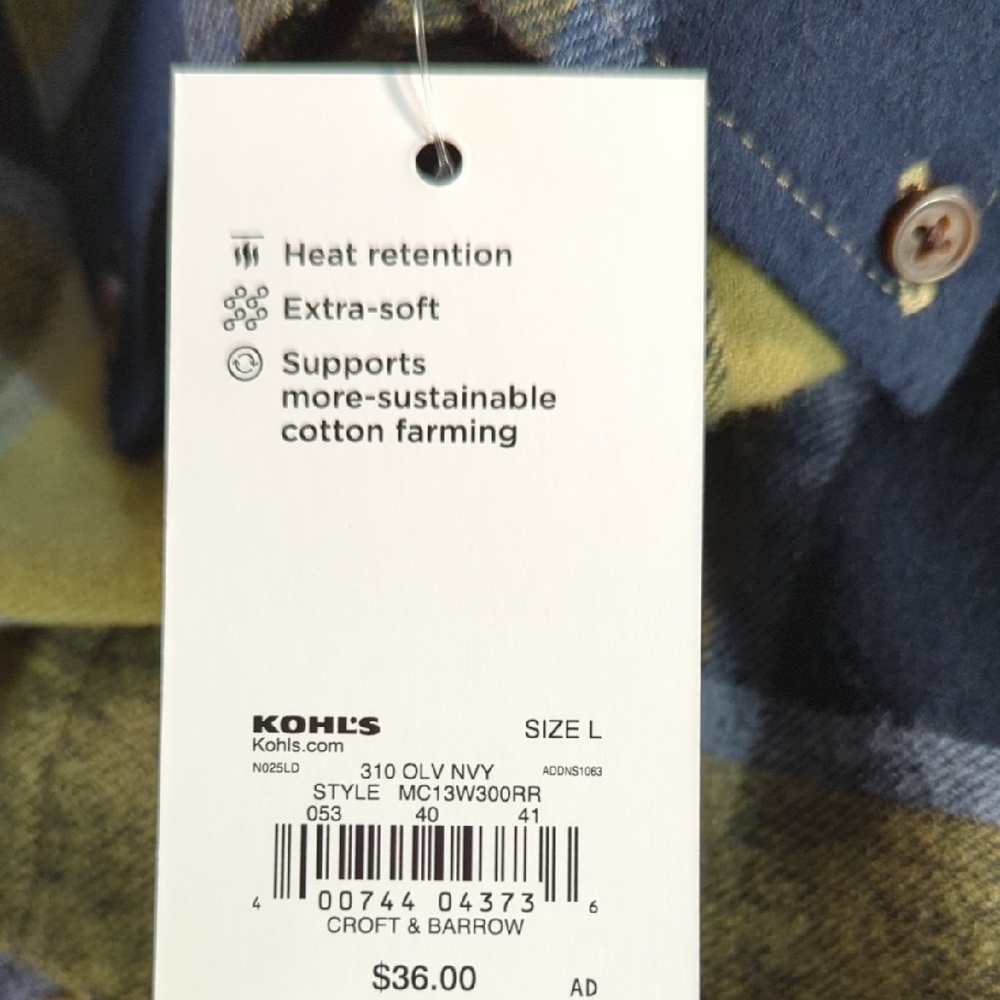 Croft & Barrow Blue and Yellow Casual Button Down Shirt - Picture 11 of 13